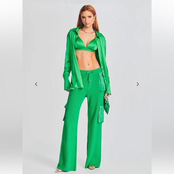 NWT SER.O.YA Karry Silk Shirt in Kelly Green - Picture 3 of 5